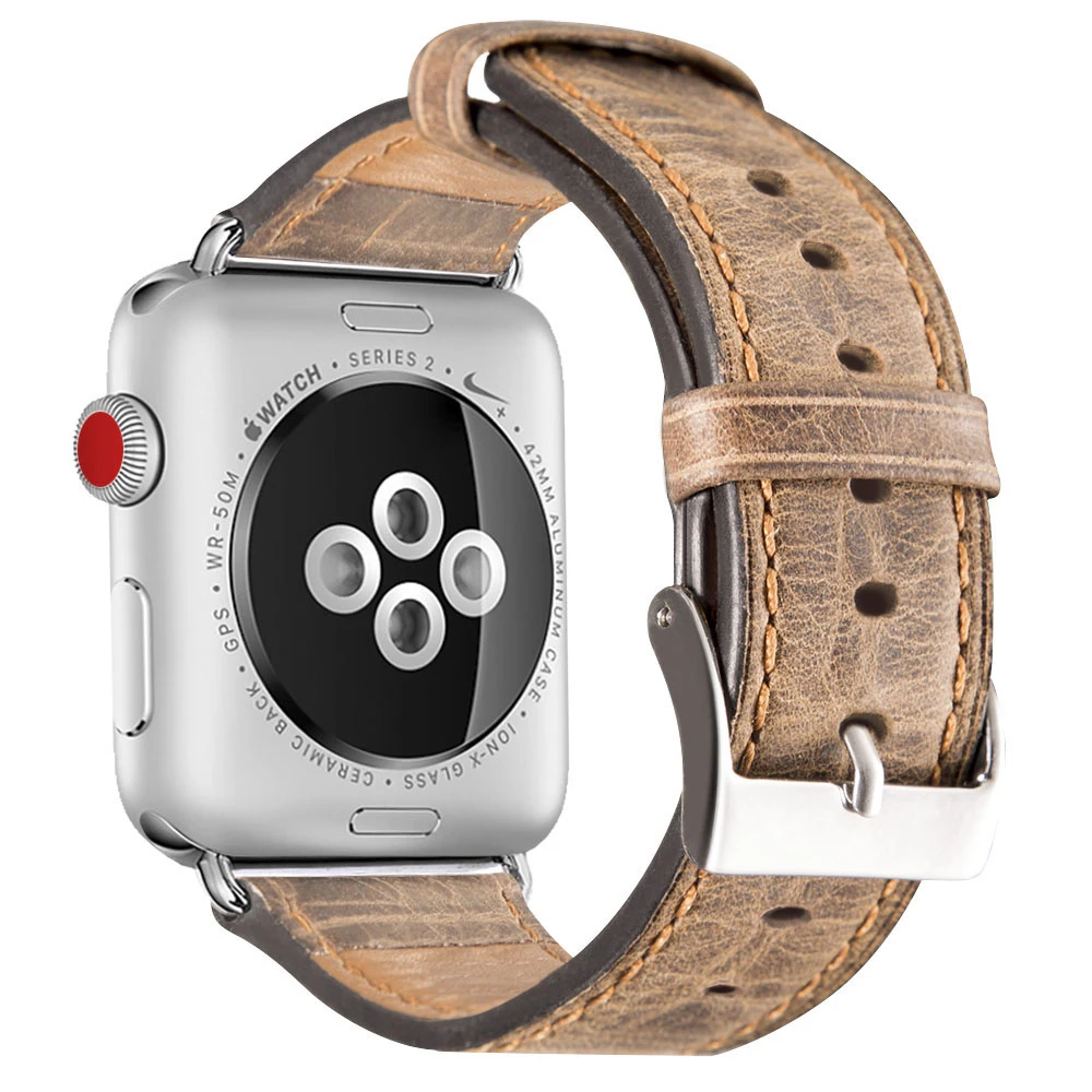 Кожаный чехол с узором Crazy Horse кожаный ремешок для наручных часов Apple Watch версии 5/4