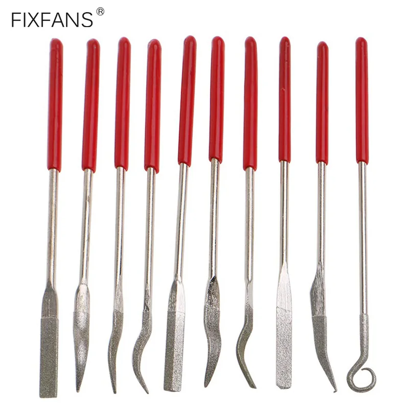 10Pcs Diamond Coated Mini Riffler Files Set Bent Curved Needle Files for Jewelers Ceramic Glass Metal Wood Carving Craft Tools (2)