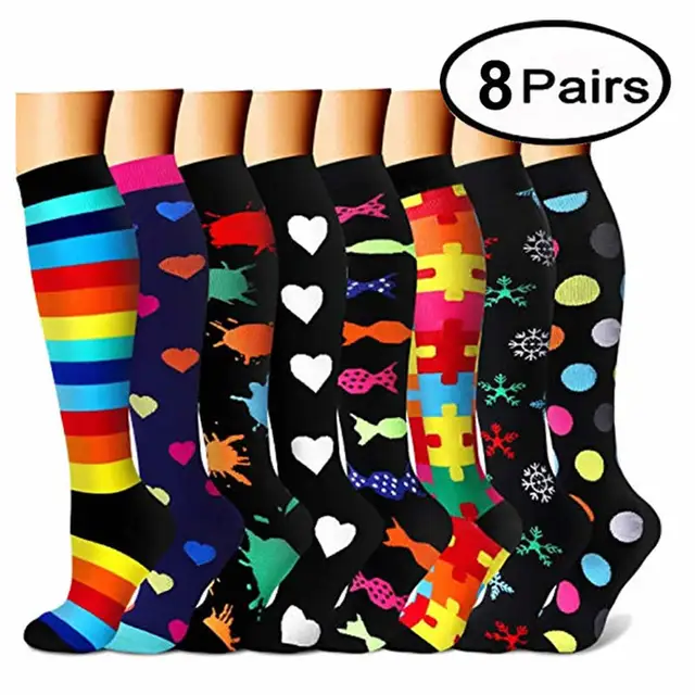 Compression Stockings Sport Compression Socks 3/6/7/8 Pairs Per Set Soccer Sports Wear Female Male Men Women Gift Persent 8 pair C Style