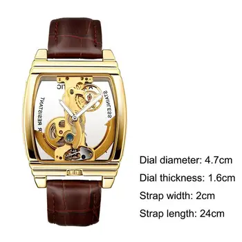 

Mens Classic Flywheel Bridge Luxury Skeleton Mechanical Leather Band Watch
