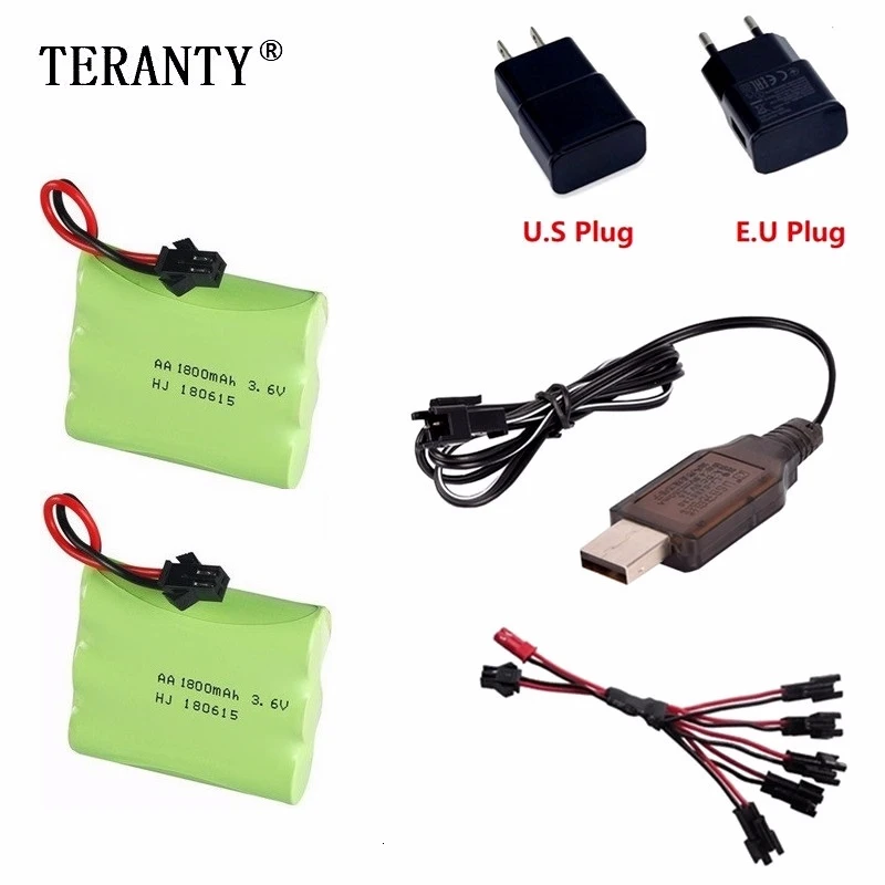 ( M Model ) Ni-MH 3.6V 1400mah Battery + 3.6v Charger For Rc toy Car Tank Train Robot Boat Gun AA Rechargeable Pack | Игрушки и хобби