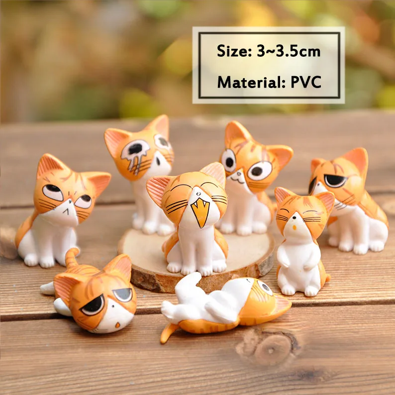 8 pcs one set BAIUFOR миниатюрный счастливый кот Рождественский подарок для детей Террариум аксессуары Волшебные садовые фигурки подарок на день Святого Валентина - Цвет: 8 pcs one set
