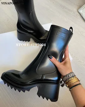 

Spring Autumn Genuine leather Ankle Boots Women motorcycle Boots Female Shoes Woman Thick Sole punk Boots Beige Black Eu 35-40