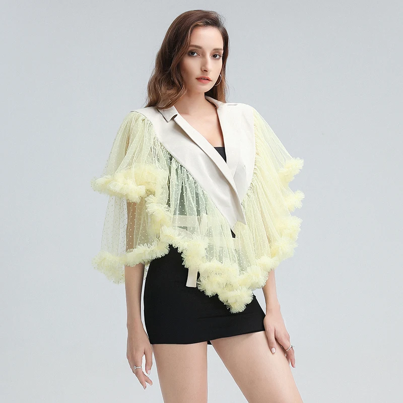 TWOTWINSTYLE Mesh Sexy Patchwork T Shirt For Women