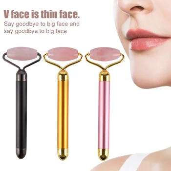 

Jade Roller Electric Face Slimming Portable Salon Anti Aging Rose Quartz Lifting Practical Battery Powered Facial Massager Home