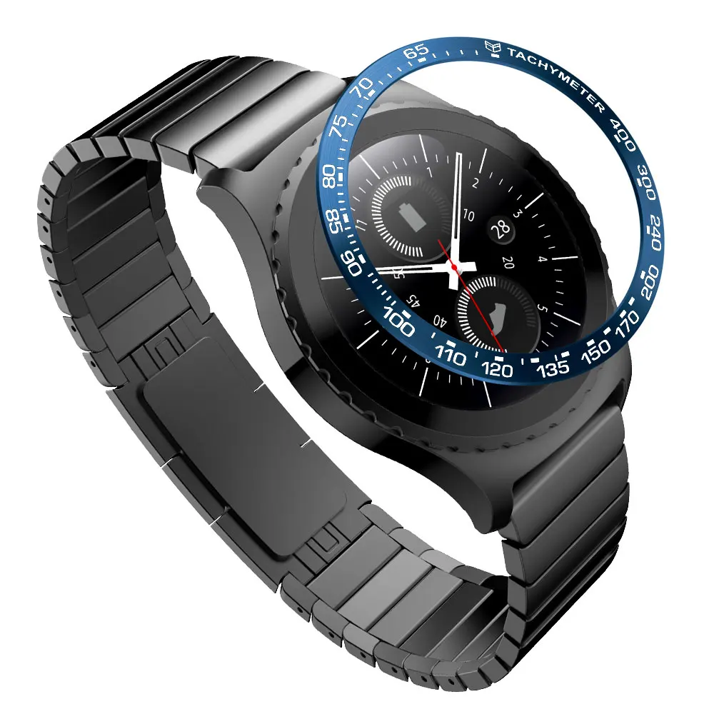 S2 нержавеющая сталь для samsung gear S2 классический SM-R732 БЕЗЕЛЬ для наручных часов кольцо Клей против царапин металлический чехол браслет 22 Стиль
