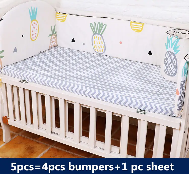Новое поступление хлопковый набор постельных принадлежностей для детской кроватки, новорожденный комплект для детской кроватки для мальчиков и девочек, детская кроватка кровать 4 шт. Бамперы+ 1 шт. простыня - Цвет: boluoboluomi