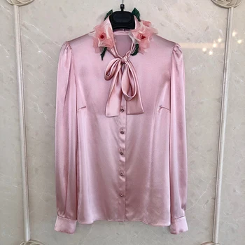 

Women Blouses Pink Shirt Autumn Long Sleeve Elegant Blouse New Fashion Women Tops