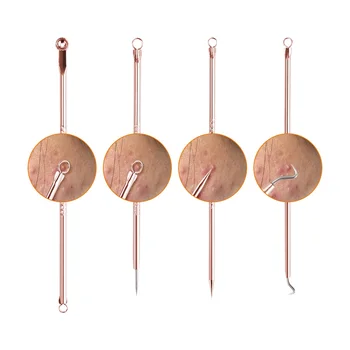 

Hotest 4pcs Blackhead Remover Tool Kit Blackhead Acne Comedone Pimple Blemish Extractor Black Spots Pore Cleanser Tool Rose Gold