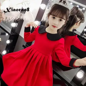 

Fashion Girls Winter Dress Toddler Girl Knit Dresses Kids Warm Thicken Princess Party Dress Girl Clothing Children Fall Outfit