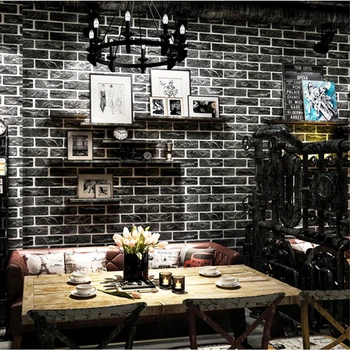 

Rustic Vintage 3D Faux Stones Wallpaper Roll Waterproof Vinyl PVC Retro Industrial Loft Wall Paper Red Brown Grey Blue Washable