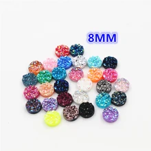 Новая мода 40 шт 8 мм смешанные AB цвета натуральная руда стиль плоская задняя Смола Кабошоны для браслета серьги аксессуары