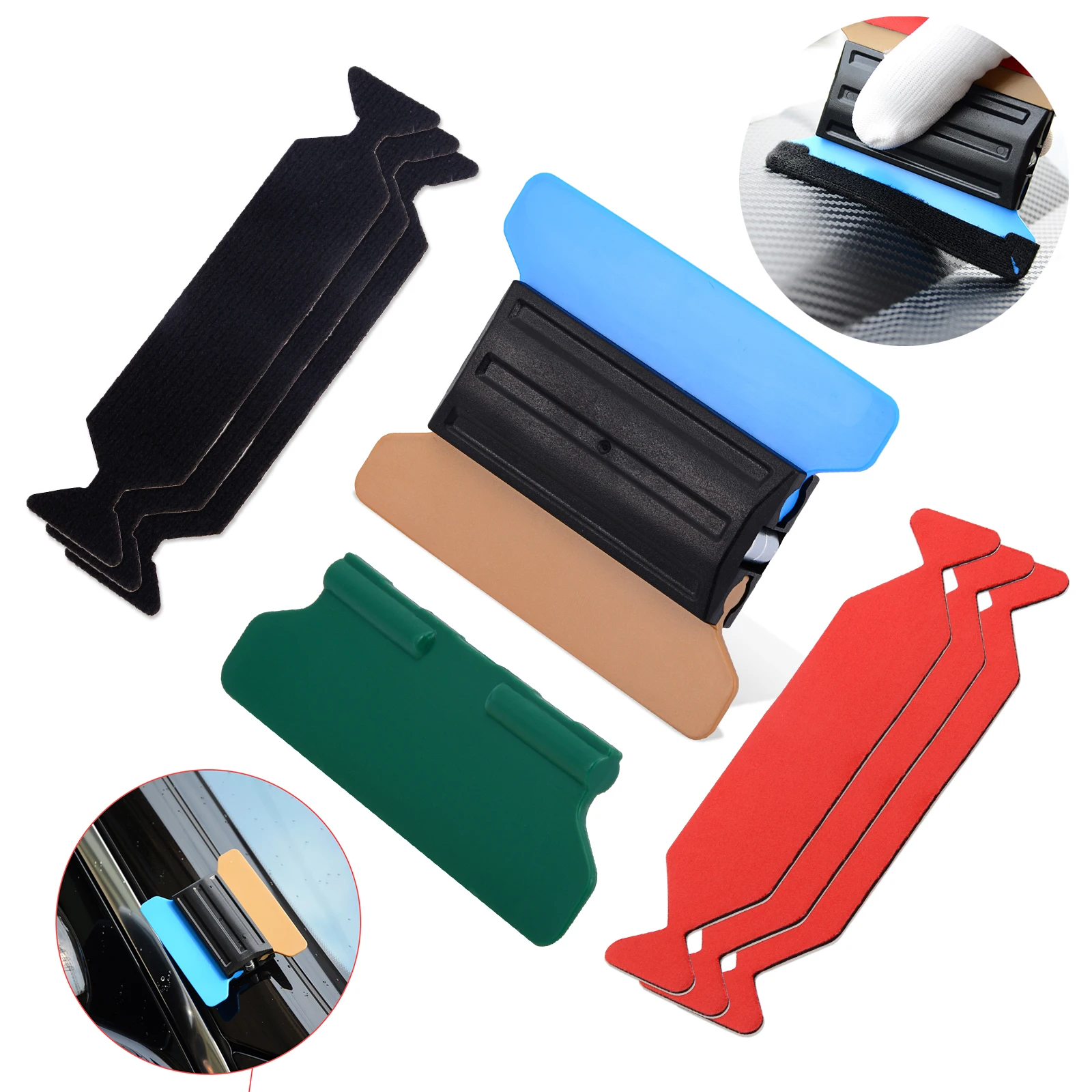 

FOSHIO Vinyl Wrap Car Film Magnetic Squeegee with 6pcs Scrapper Fabric Cloth Carbon Fiber Window Tint Tools Set Auto Accessories