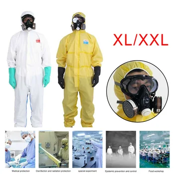 

1PCS Nonwoven Factory Protection Work Suit Safety Clothing Coverall Anti-Splash Dustproof XL XXL Yellow White