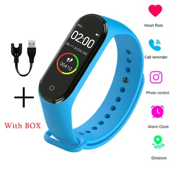 

Men and Women M4 Smart Band Alarm Clock Waterproof Heart Rate Blood Pressure Monitor Fitness Tracker Spor Bluetooth Watch