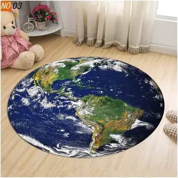 

Kid's Room Round Carpet 3D Print Earth Star Soft Non-slip Carpet Mat Computer Chair Cushion Children Real Estate Plate Pad Rug