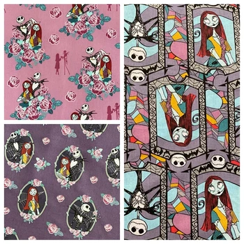 

ZENGIA 50*105cm Jack Nightmare Before Christmas Cotton Fabric For Baby Clothes DIY Sewing Patchwork Baby Clothes Skirt Dress