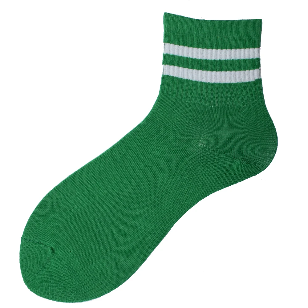 green socks Классические мужские и женские носки в стиле ретро с двумя полосками, хлопковые носки для отдыха в старом стиле, классные носки в стиле хип-хоп для катания на коньках, белые, черные, Harajuku, недорогой стильный подарок для мужчин - Цвет: green socks