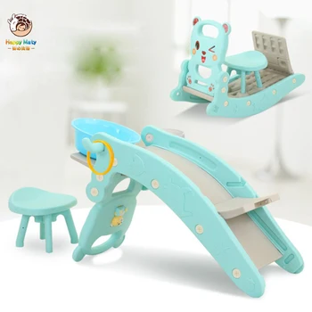 

Baby Rocking Horse Slide Three in One Basketball Hoop Music Learning Machine Combination Indoor Home Playground Toys for Kids