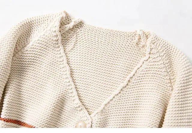 Женский Хлопковый вязаный кардиган с контрастной полоской и v-образным вырезом, топ-Elfbop для женщин, зима-весна, новейший вязаный свитер