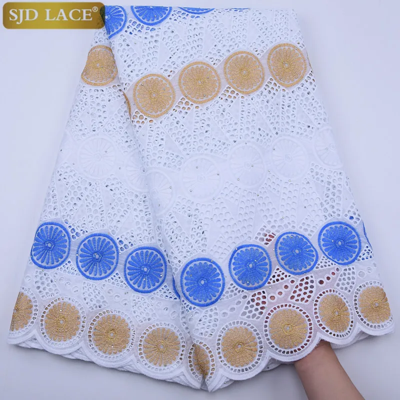 

SJD LACE Fashion Punch Cotton African Lace Fabric Embroiderey High Quality Swiss Voile Lace In Switzerland For Party Dress A1806