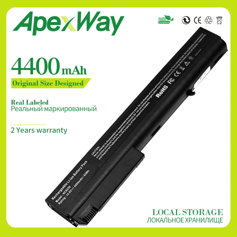 Аккумулятор Apexway для ноутбука HP 4400 мАч nc8430 nw8200 nw8240 nw8440 nw9440 nx7300 nx7400 nx8200 nx8220 nx8420 nx9420 |