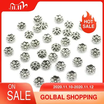

8mm 200pcs/lot Zinc Alloy Metal Bead Caps Tibetan Silver Plated Flower Beads End Caps Charms For Jewelry Findings(yiwu) hole 2mm