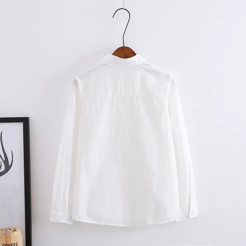 Camisas Femininas Blusas 2019 Outono Primavera Camisa Feminina Turn Down Collar Manga Longa Senhora Topos Casual Blusa De Algodã|Рубашки| |