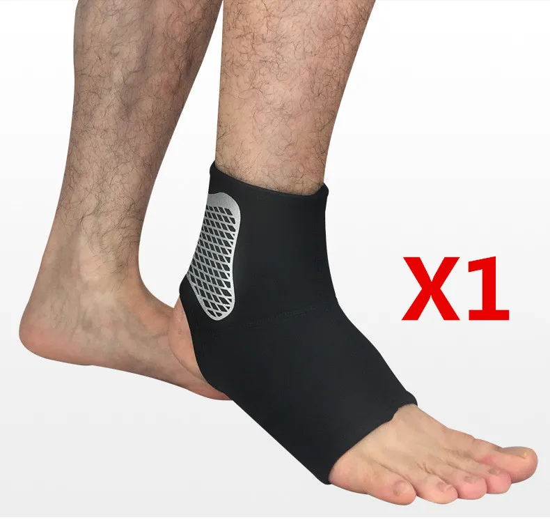 1 piece black Компрессионный фиксатор лодыжки Поддержка футбол баскетбол бадминтон бег растяжение лодыжки защитный рукав эластичная повязка на ногу - Цвет: 1 piece black