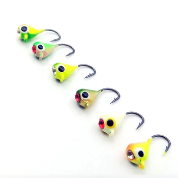 

6Pcs/Lot Winter Ice Fishing Hook Lure Mini Metal Bait Fish 15mm/1.1g Lead Head Hook Bait Jigging Fishing Tackle
