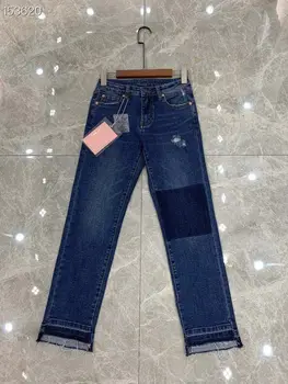 

2020 Jeans Female Denim Pants Korean Fashion Pencil Pants Blue Patchwork Tassel Runway Top Sale Denim Elastic Trousers for Lady