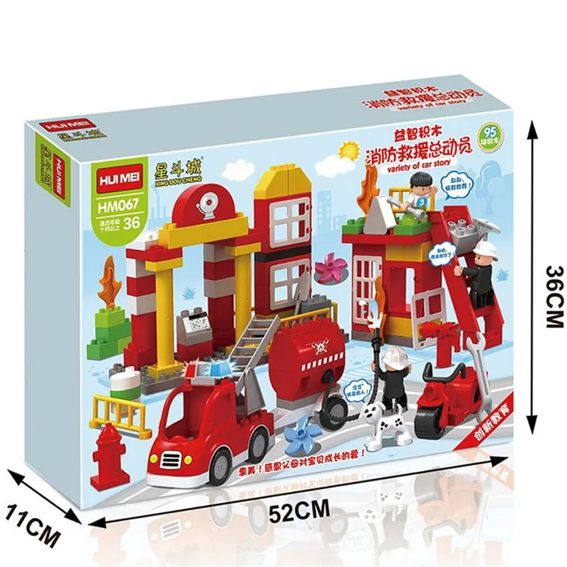 

LEPAO High Large Particles Assembled Inserted Building Blocks Firefighting Rescue Series Early Childhood Educational Building Bl