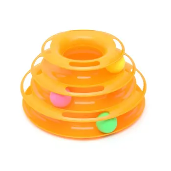 

Three Levels Tower Tracks Disc Cat Pet Toy Intelligence Amusement Rides Shelf Dog Cat Toys Training Amusement Trilaminar Ball