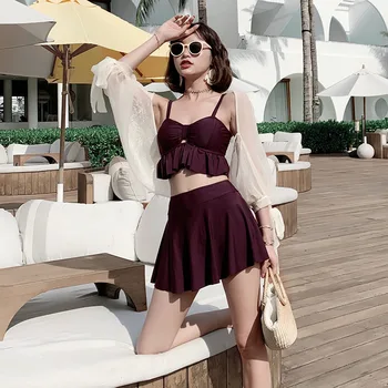 

Sexy Swimwear Women Bathing Suits Bikini 2020 Swimming Costume Rashguard Female For Fitness Swimsuits With Skirt Split Swimsuit