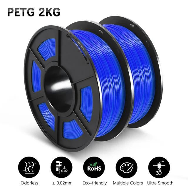 GOHIGH 2 Rolls PETG PLA SILK 3D Printing Filament 1.75MM Children Creative Model Material For 3D Pen & Printers PETG Blue 2kg