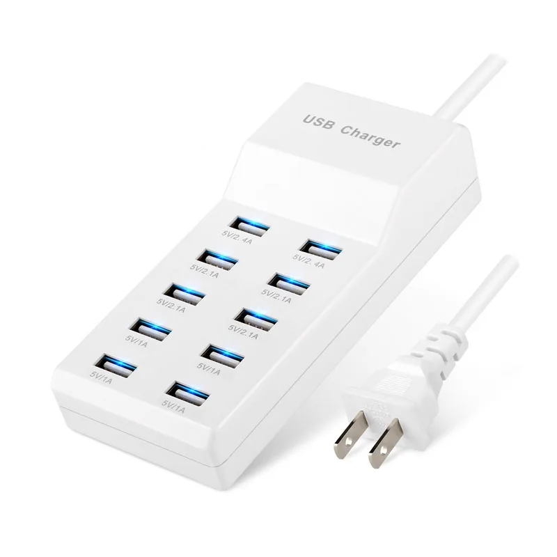 50 Вт Мульти 10 портов USB настенное зарядное устройство Быстрая зарядка usb настольный адаптер зарядка мобильного телефона ЕС США штекер для iPhone samsung Xiaomi