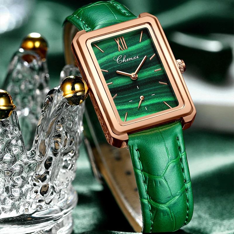 Watch-Top Malachite CHENXI Green Women Dress Bracelet Quartz Waterproof Fashion Ladies