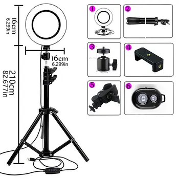 

Dimmable LED Selfie Ring Light with Tripod USB Selfie Light Ring Lamp Big Photography Ringlight with Stand for Cell Phone Studio