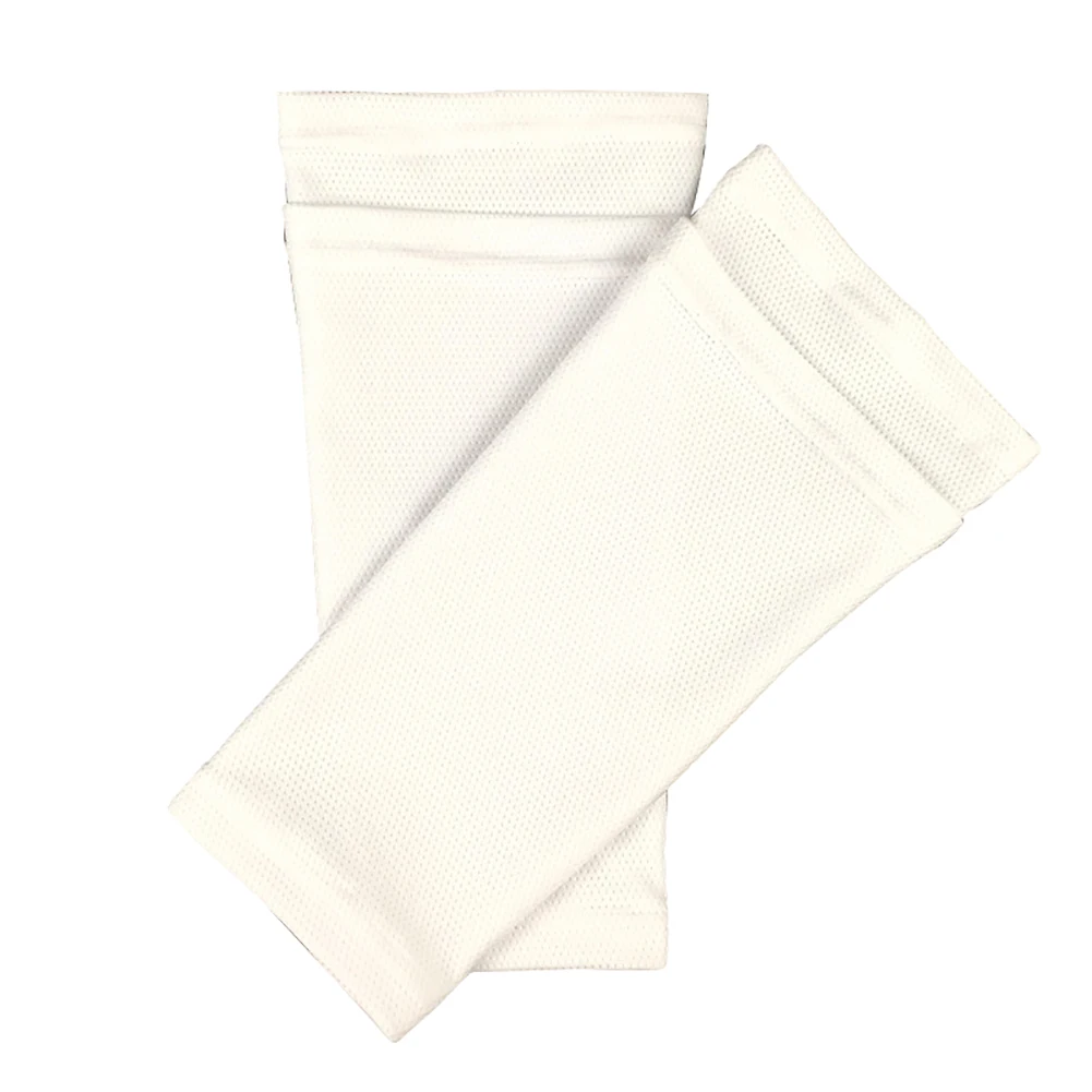 1 пара футбольных практичных подушечек Защитные носки полиэстер спортсмены спортивные износостойкие наколенник профессиональные щитки - Цвет: Белый