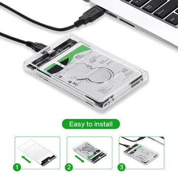

Portable External HDD Enclousure 2.5 Inches Transparent Mobile USB Storage Devices for Laptop FKU66
