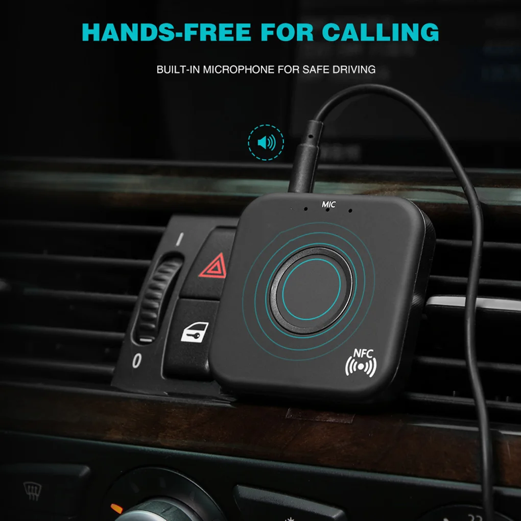 NFC Bluetooth Receiver 3.5mm Jack AUX Wireless Adapter Car Handsfree Call&Microphone Bluetooth 4.2 Audio Receiver