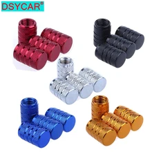 Stems-Cap Air-Valve-Cap Tire-Wheel-Stem Schrader Aluminum DSYCAR Silver 4pcs for US Knurling-Style