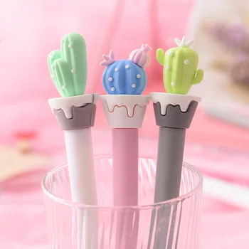 

24PCS Cute Super Cute 0.5mm Gel Pens Student Simple Creative Cartoon Cactus Pen Stationery Kawaii School Supplies