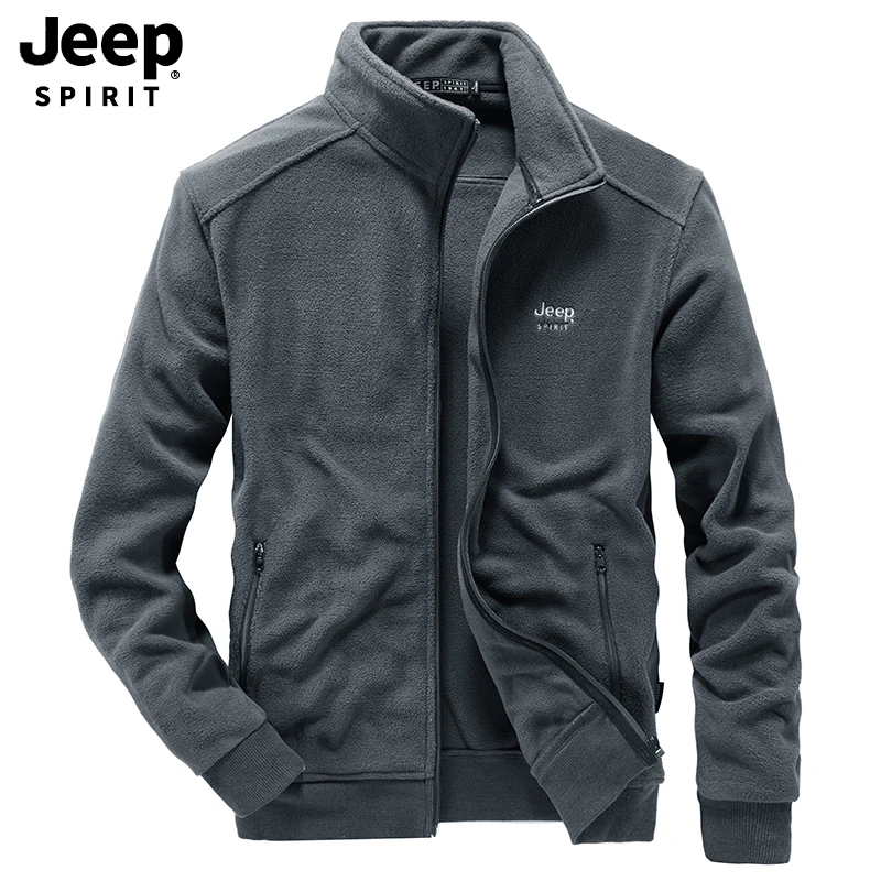 JEEP SPIRIT Brand Autumn Fleece Jacket Men Casual Warm Stand Collar Military Jacket Windbreaker Aut