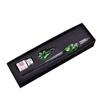 

Glass Dip Crystal Pen Signature Ink Inside Flower for Writing Art Decoration Transparent Fountain Pen Gold Pastel Ink Signature