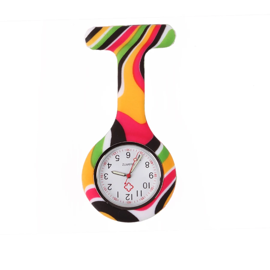 FOB Силиконовые карманные часы для медсестры подарок доктора медсестры узор бабочки японский Movt высокое качество бренд больница Красочные Прекрасные - Color: 4 colorful wave