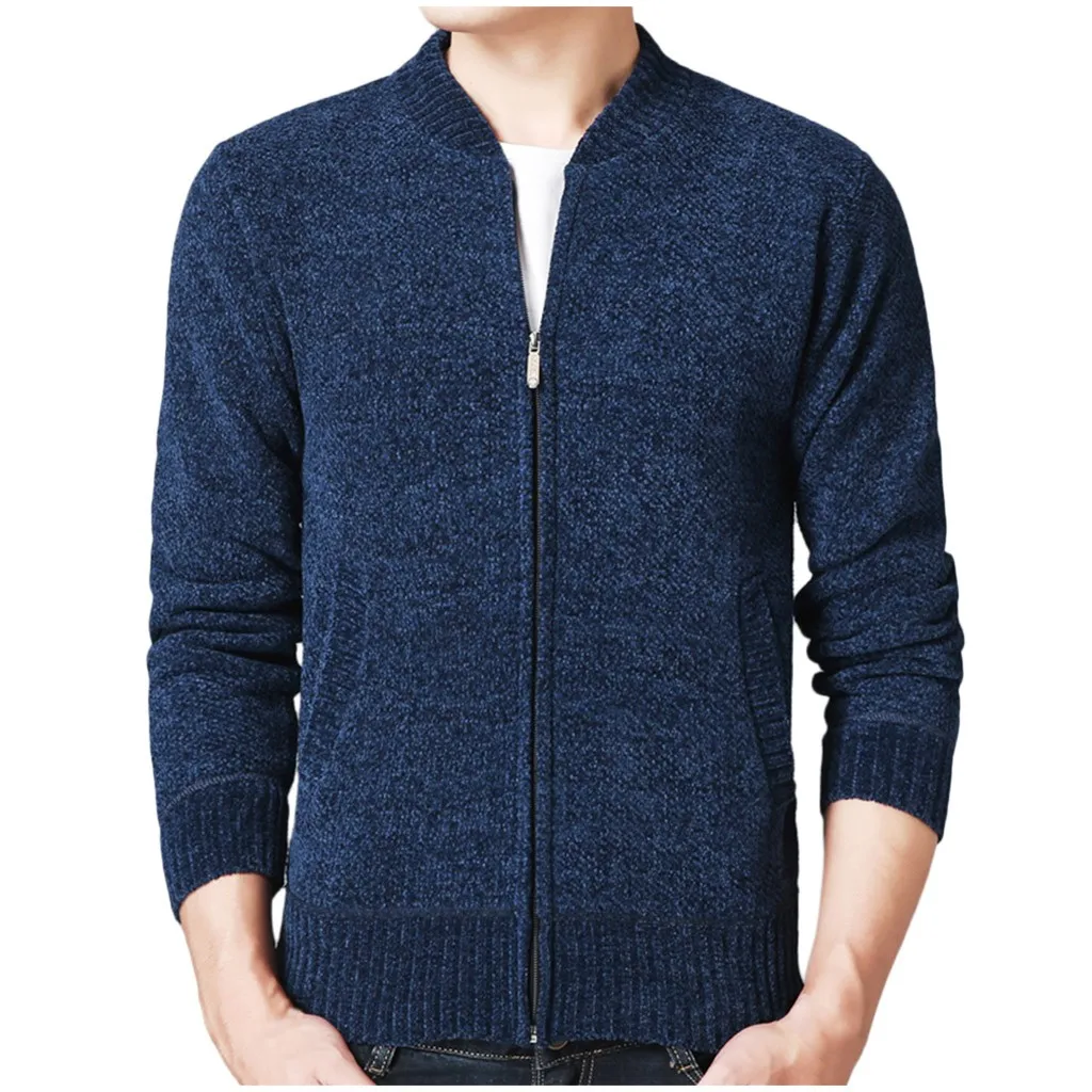 Мужской свитер, осенне-зимнее повседневное пальто с длинными рукавами, одноцветная куртка, модная мужская одежда, свитер, топы и блузки, мужская одежда