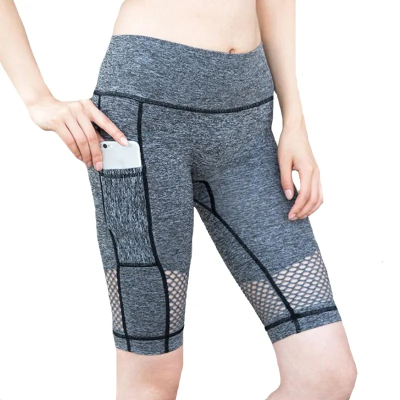 

DICHSKI Women Black Mesh Calf-length Pants Capri Sport Leggings Women Fitness Yoga Gym High Waist Legging Girl Fitness Yoga Pant