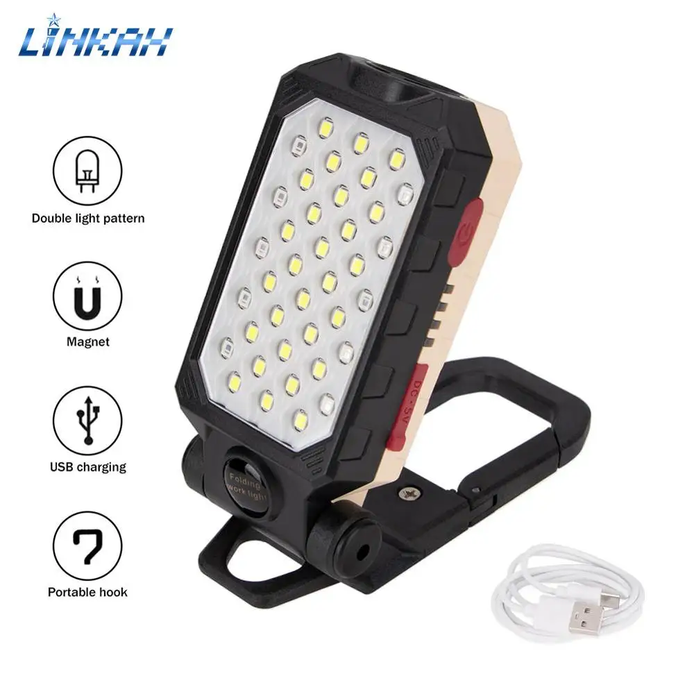 US $11.79 4 Modes LED Work Light USB Rechargeable Foldable Camping Lamp With Hook Portable Magnet Torch Lantern Flashlight For Ourdoor
