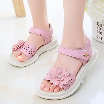 

2020 Summer Kids Sandals For Girls Leather Bowtie Princess Baby Girls Sandals Soft Sole Fashion Children Sandals Size 27-37